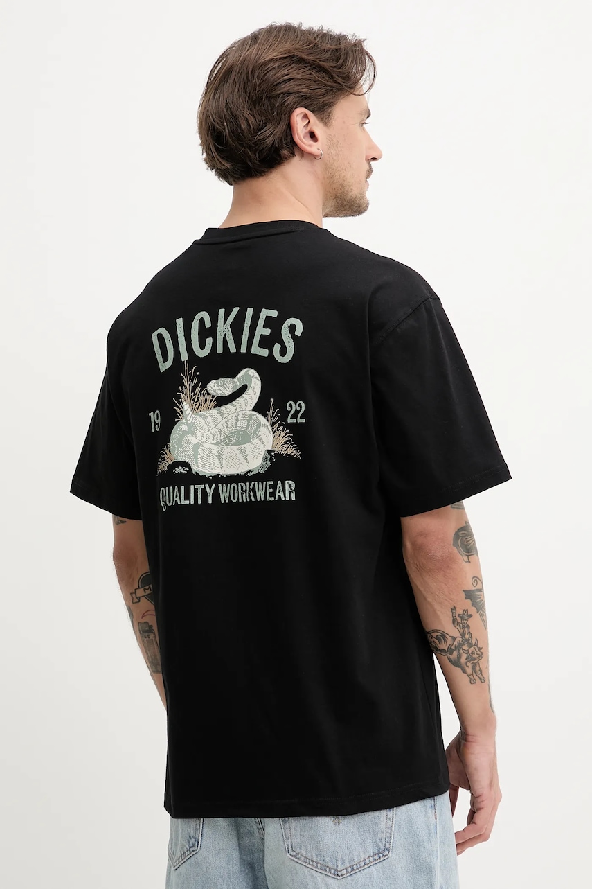 Βαμβακερό μπλουζάκι Dickies ανδρικό, χρώμα: μαύρο, DK0A4Z99BLK1