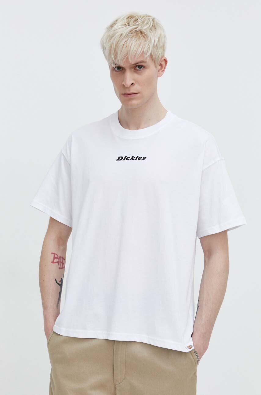 Βαμβακερό μπλουζάκι Dickies ENTERPRISE TEE SS ανδρικό, χρώμα: άσπρο, DK0A4YRN