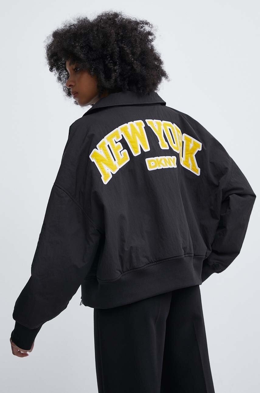 Μπουφάν DKNY χρώμα: μαύρο, D2A4J1AF