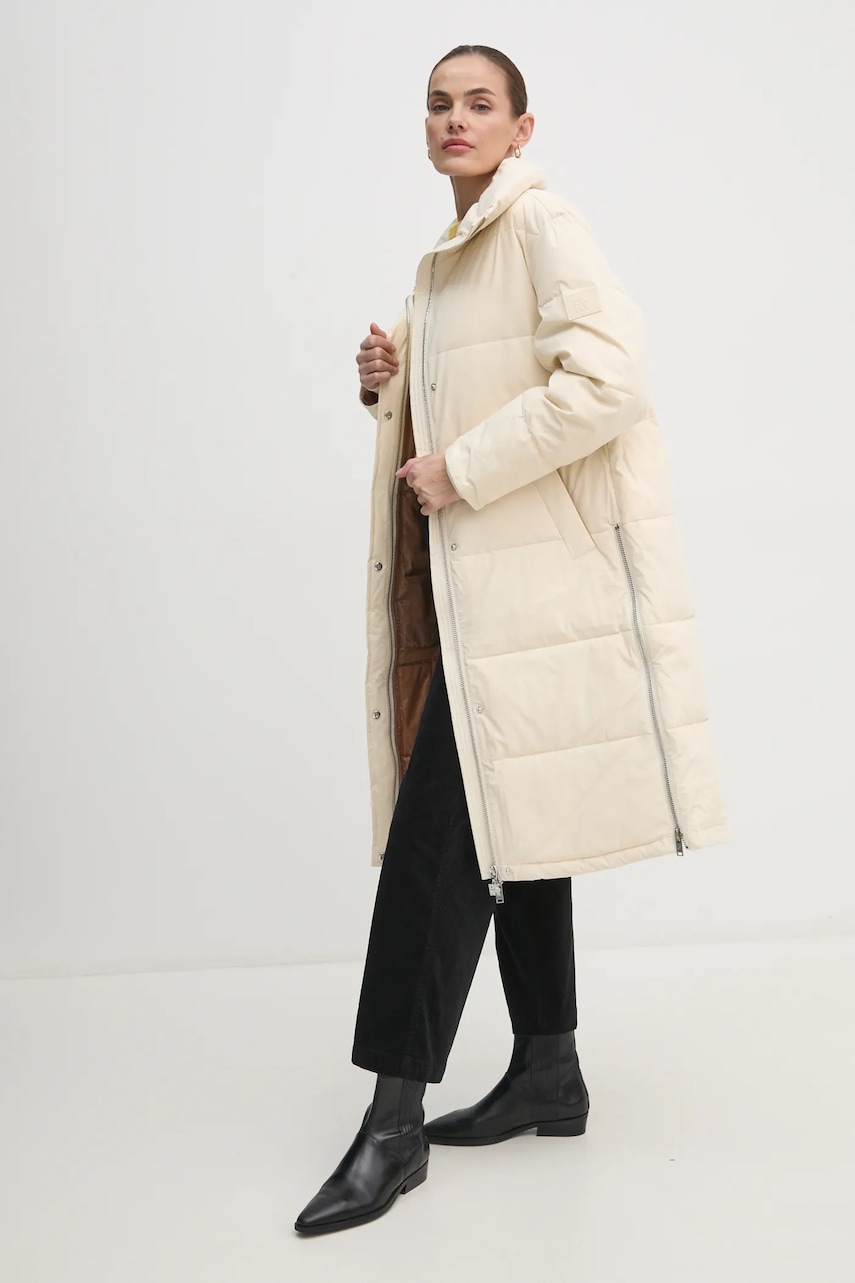 Μπουφάν Dkny χρώμα: μπεζ, D2G4A178