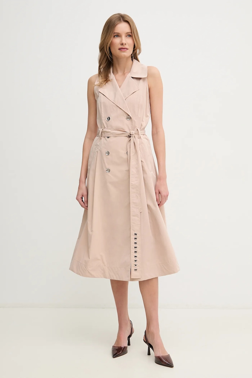 Φόρεμα Dkny χρώμα: μπεζ, DD5P1H93