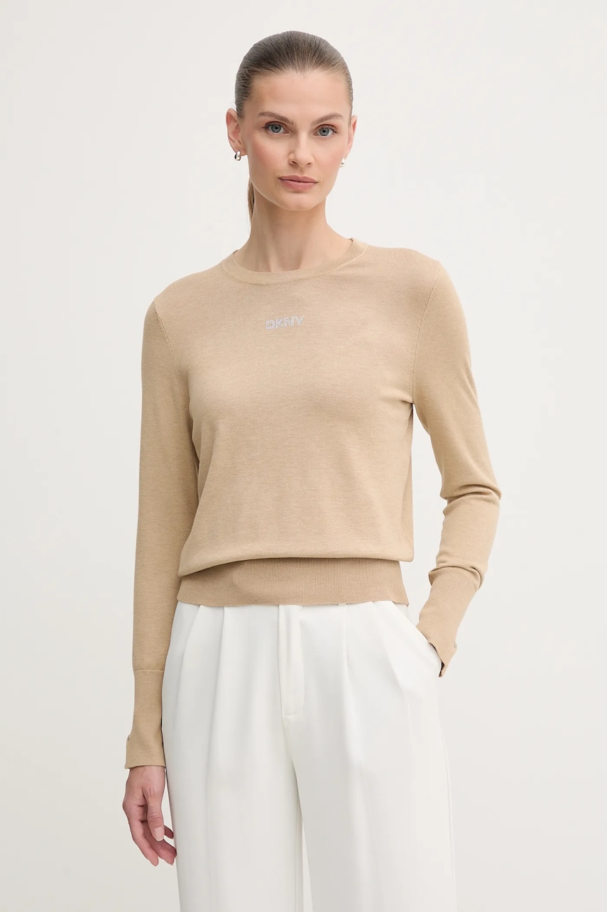 Πουλόβερ Dkny χρώμα: μπεζ, DJ5R0743