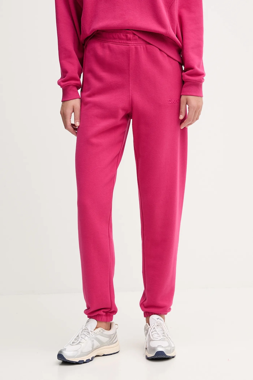 Βαμβακερό παντελόνι Dkny χρώμα: ροζ, DP5P3707