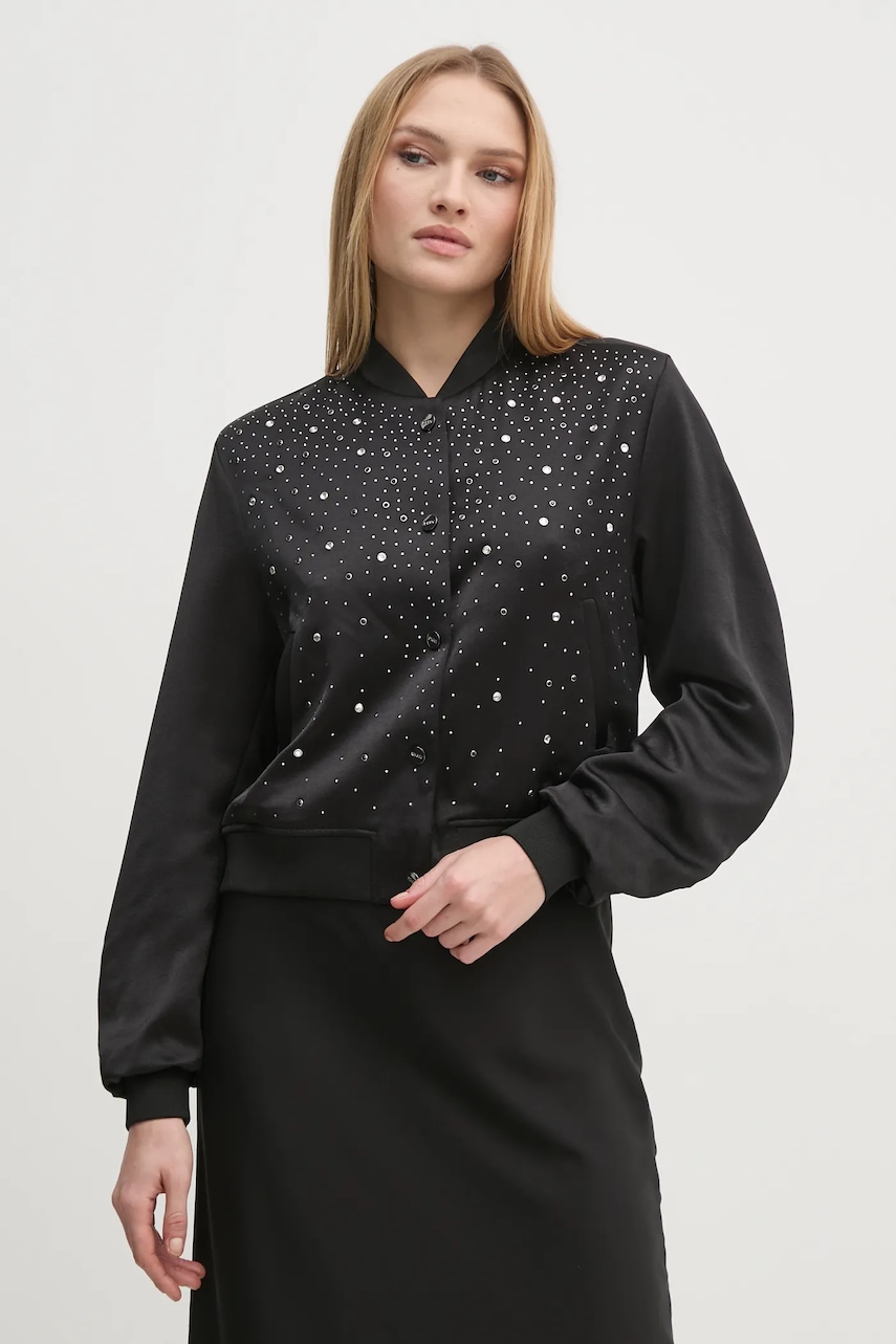 Μπουφάν Dkny χρώμα: μαύρο, P4JJZXIZ