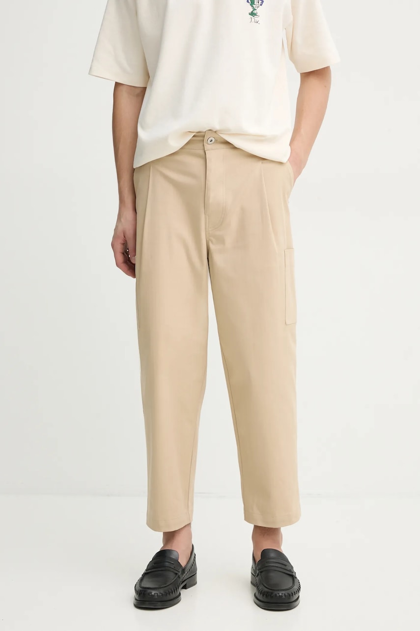Παντελόνι Drôle de Monsieur Le Pantalon Cropped Twill χρώμα: μπεζ, F-BP155-CO206-BG