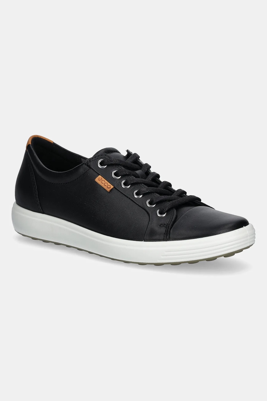 Δερμάτινα αθλητικά παπούτσια Ecco Soft 7 Shoe Lace Up χρώμα: μαύρο, 430003-01001