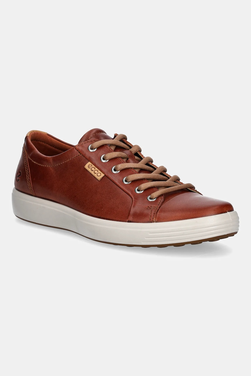 Δερμάτινα αθλητικά παπούτσια Ecco Soft 7 Shoe Lace Up χρώμα: καφέ, 430004-01053