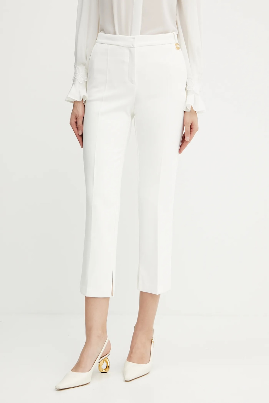 Παντελόνι Elisabetta Franchi χρώμα: μπεζ, PA09852E2