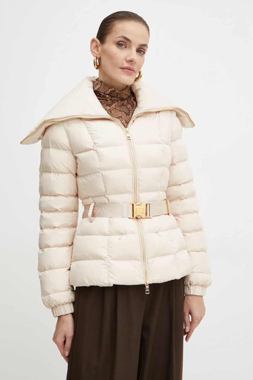 Μπουφάν Elisabetta Franchi χρώμα: μπεζ, PI76D46E2