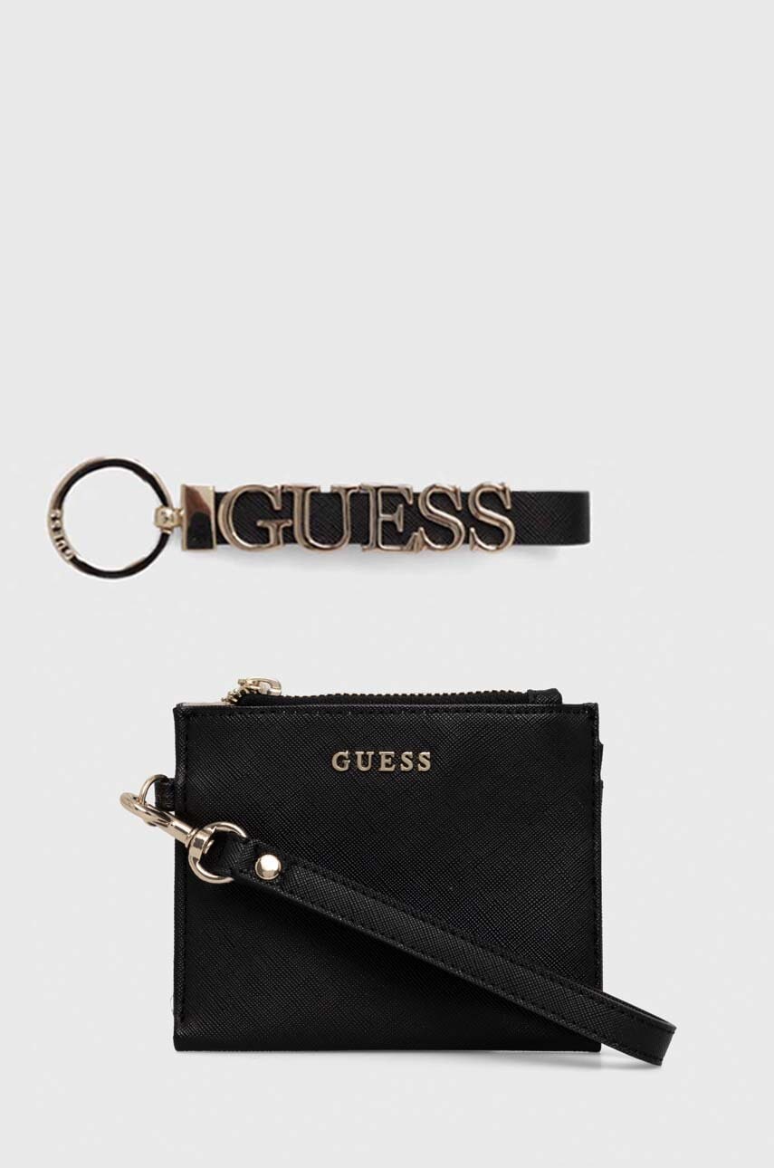 Πορτοφόλι Guess χρώμα: μαύρο