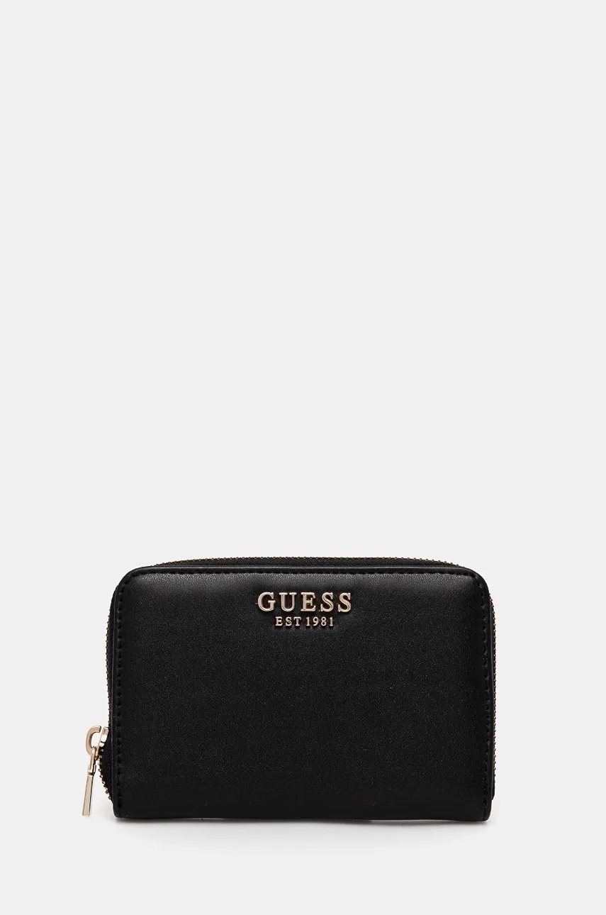 Πορτοφόλι Guess LAUREL χρώμα: μαύρο, SWVC85 00140