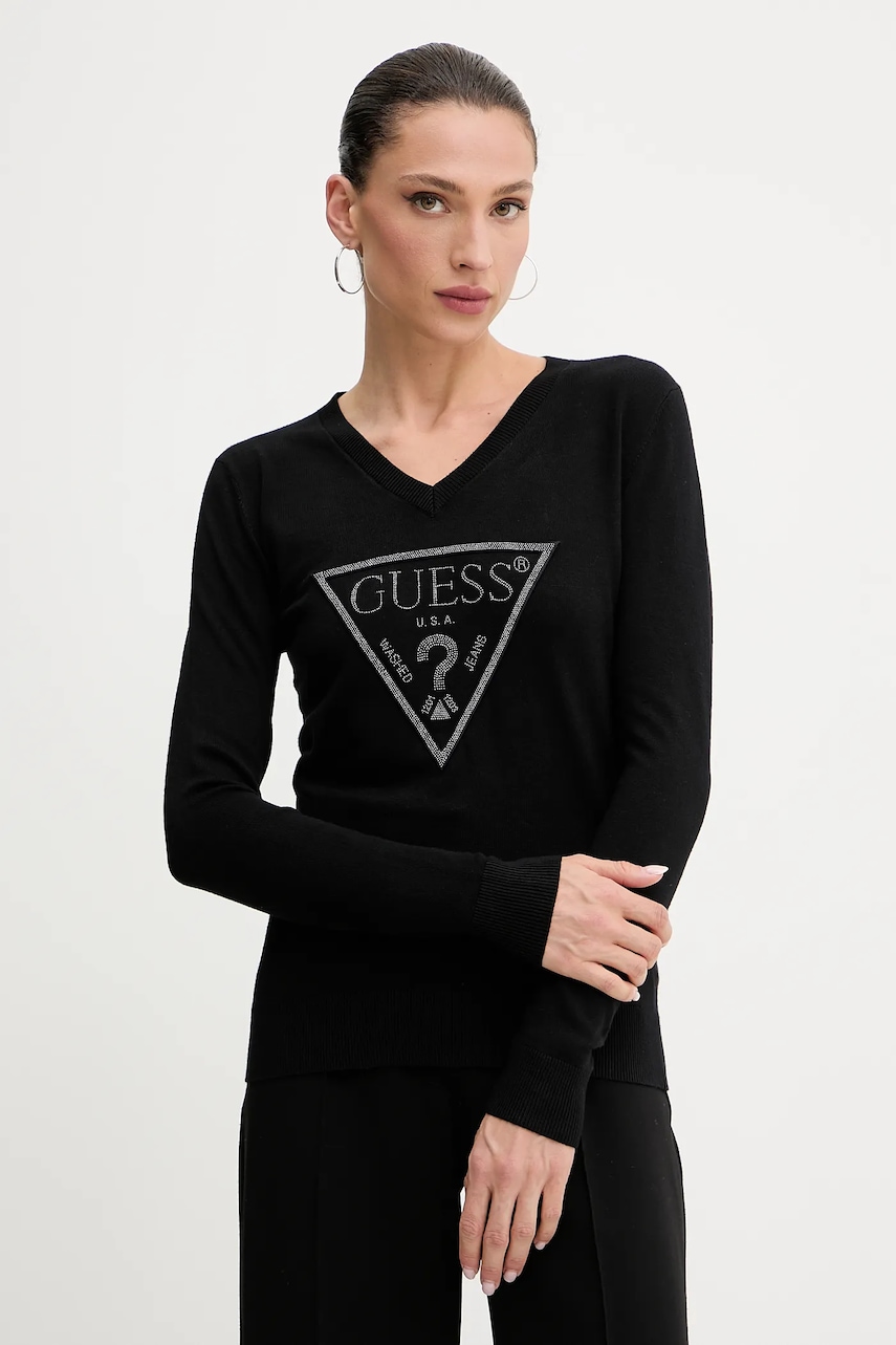 Πουλόβερ Guess MIRIAM χρώμα: μαύρο, W5GR19 Z2NQ2