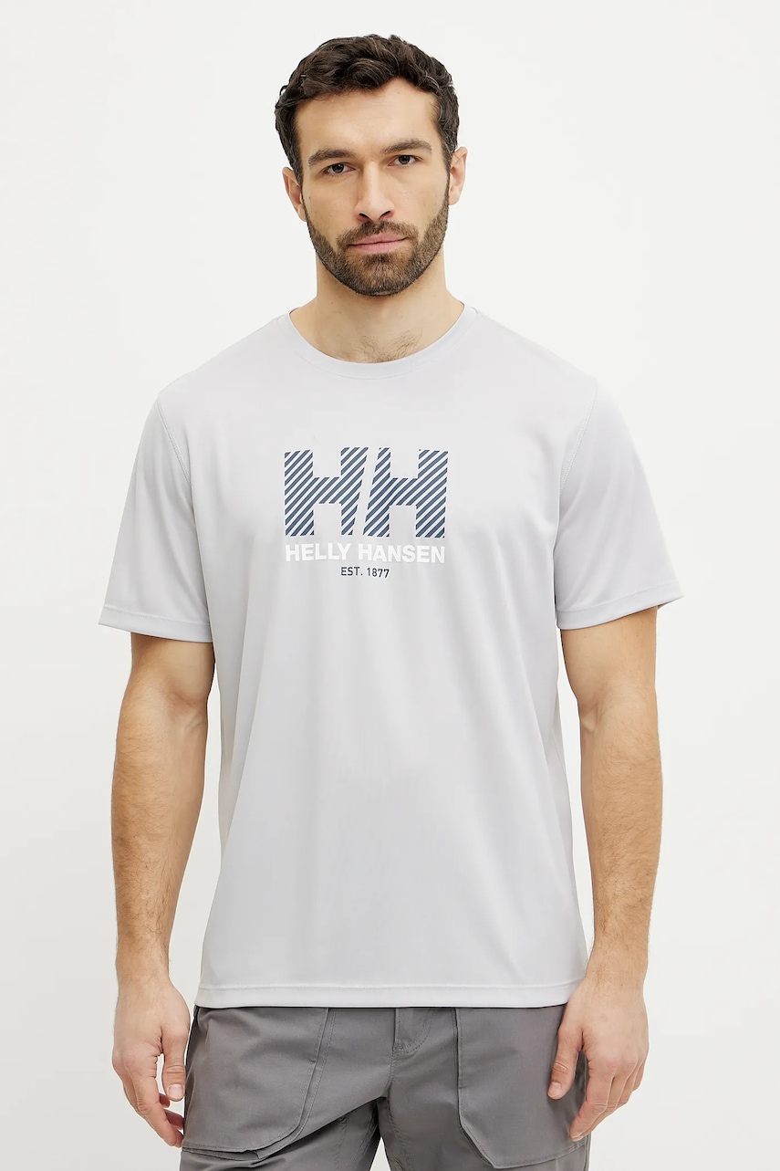 Αθλητικό μπλουζάκι Helly Hansen Tech Graphic χρώμα: γκρι, 49574