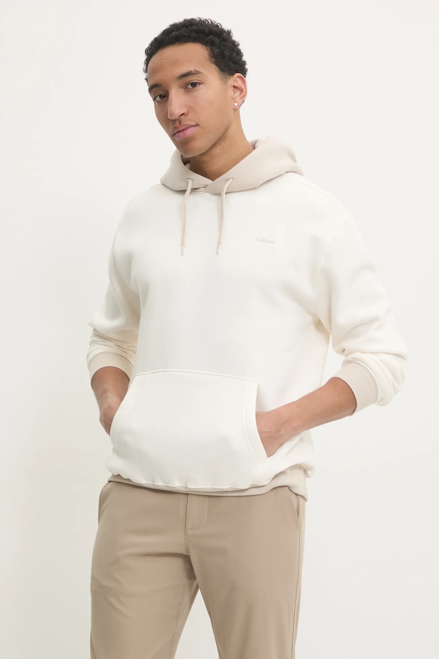 Μπλούζα Hollister Co. χρώμα: μπεζ, με κουκούλα, KI322-4224