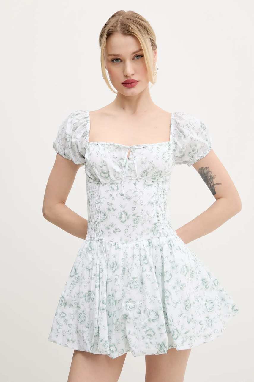Βαμβακερό φόρεμα Hollister Co. χρώμα: άσπρο, KI359-5085