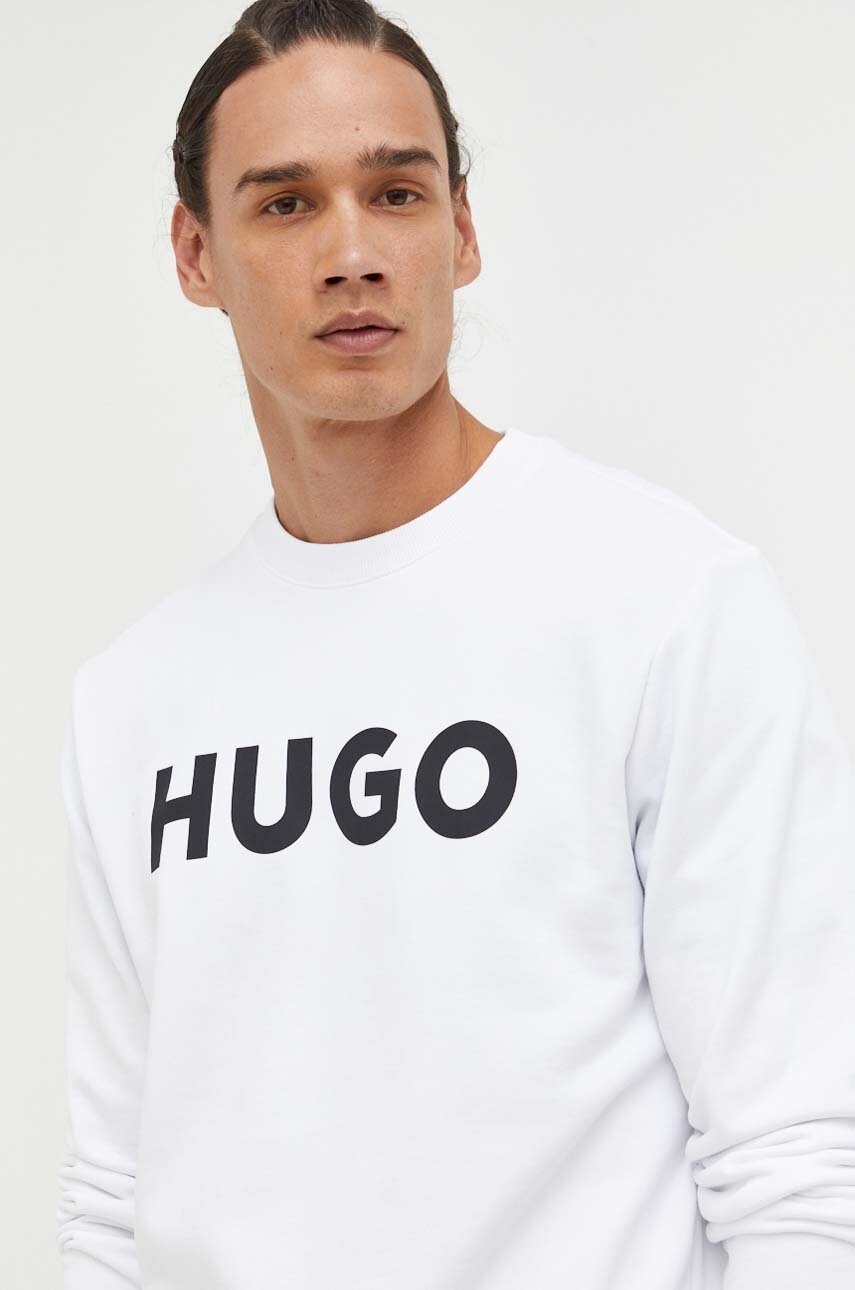 Βαμβακερή μπλούζα HUGO χρώμα: μαύρο