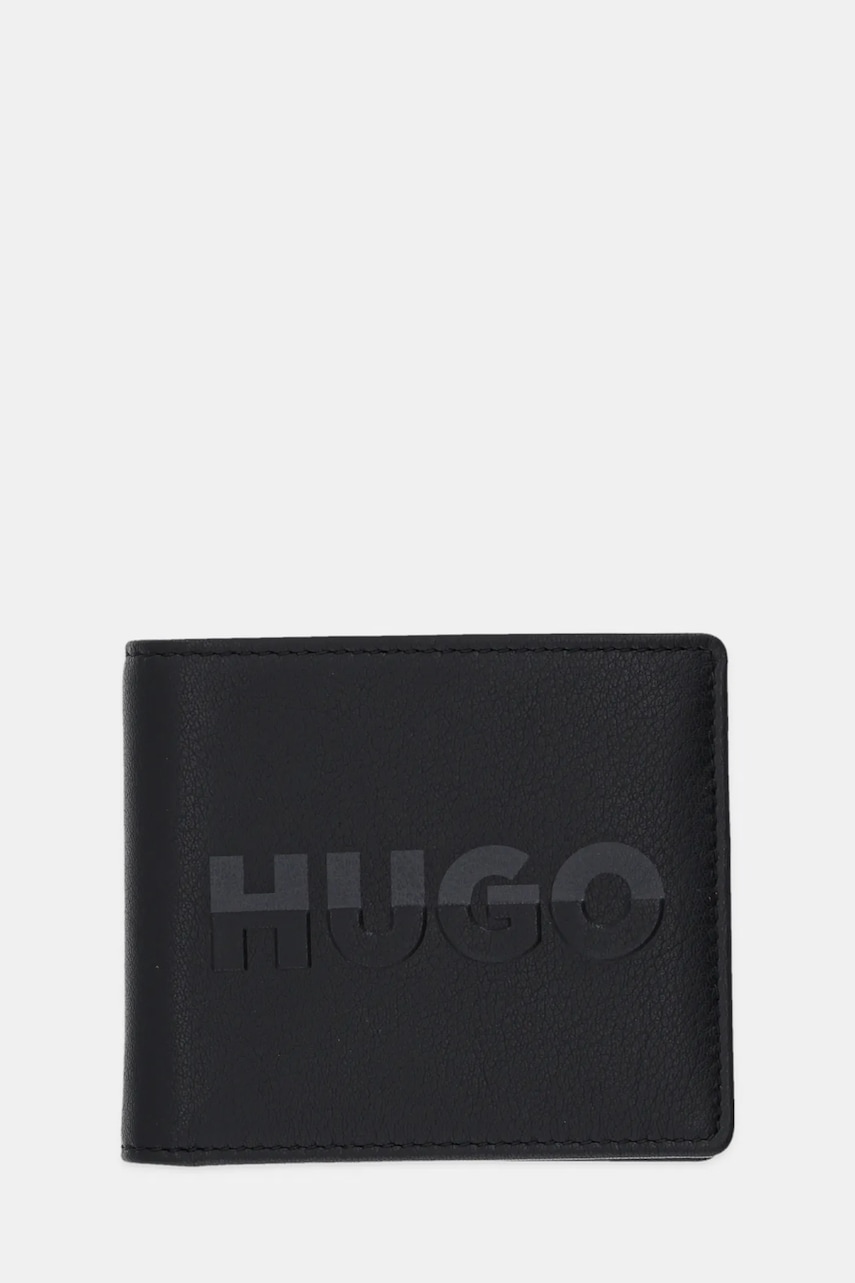 Δερμάτινο πορτοφόλι HUGO ανδρικό, χρώμα: μαύρο, 50548733