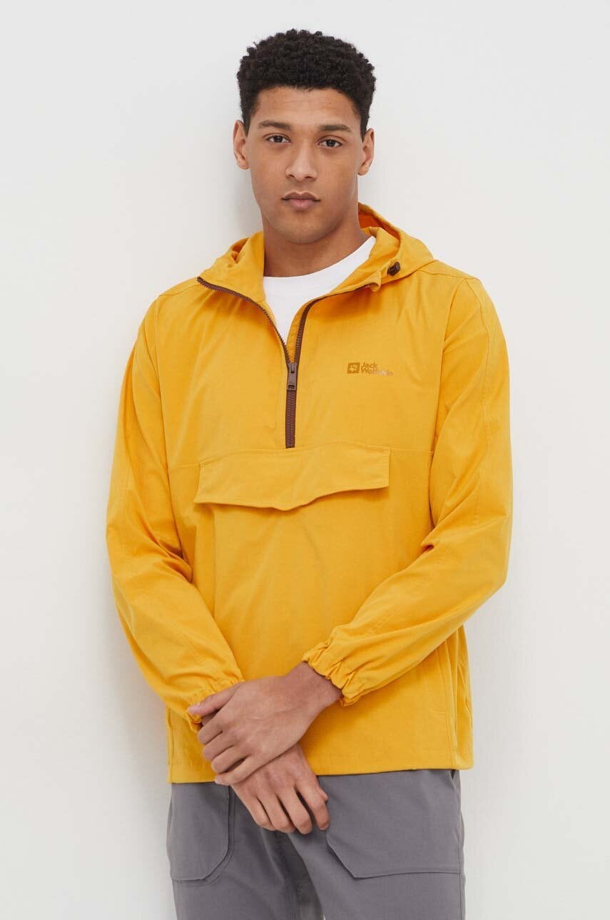 Αδιάβροχο μπουφάν Jack Wolfskin Desert Wind Overhead ανδρικό, χρώμα: κίτρινο