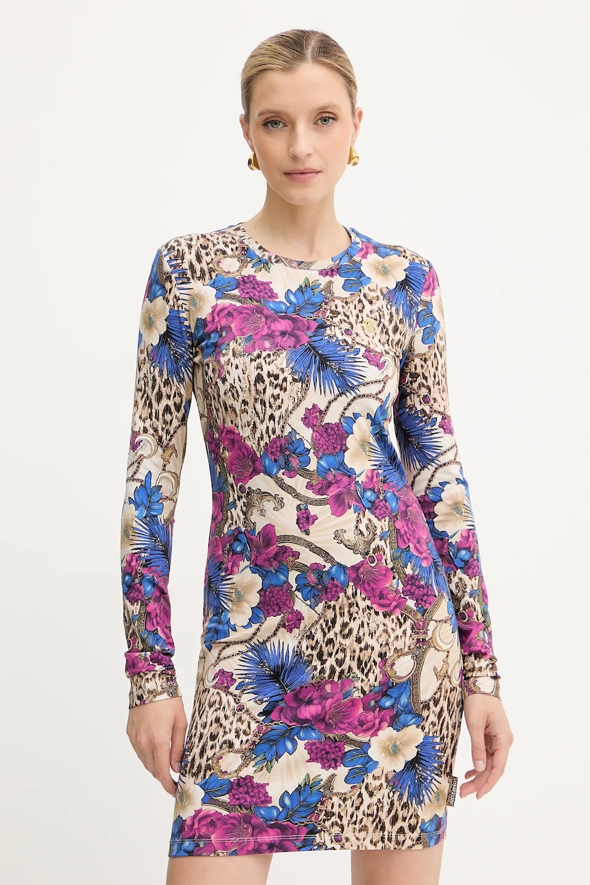 Φόρεμα Just Cavalli χρώμα: μπεζ, 79PAOE07 CJ112