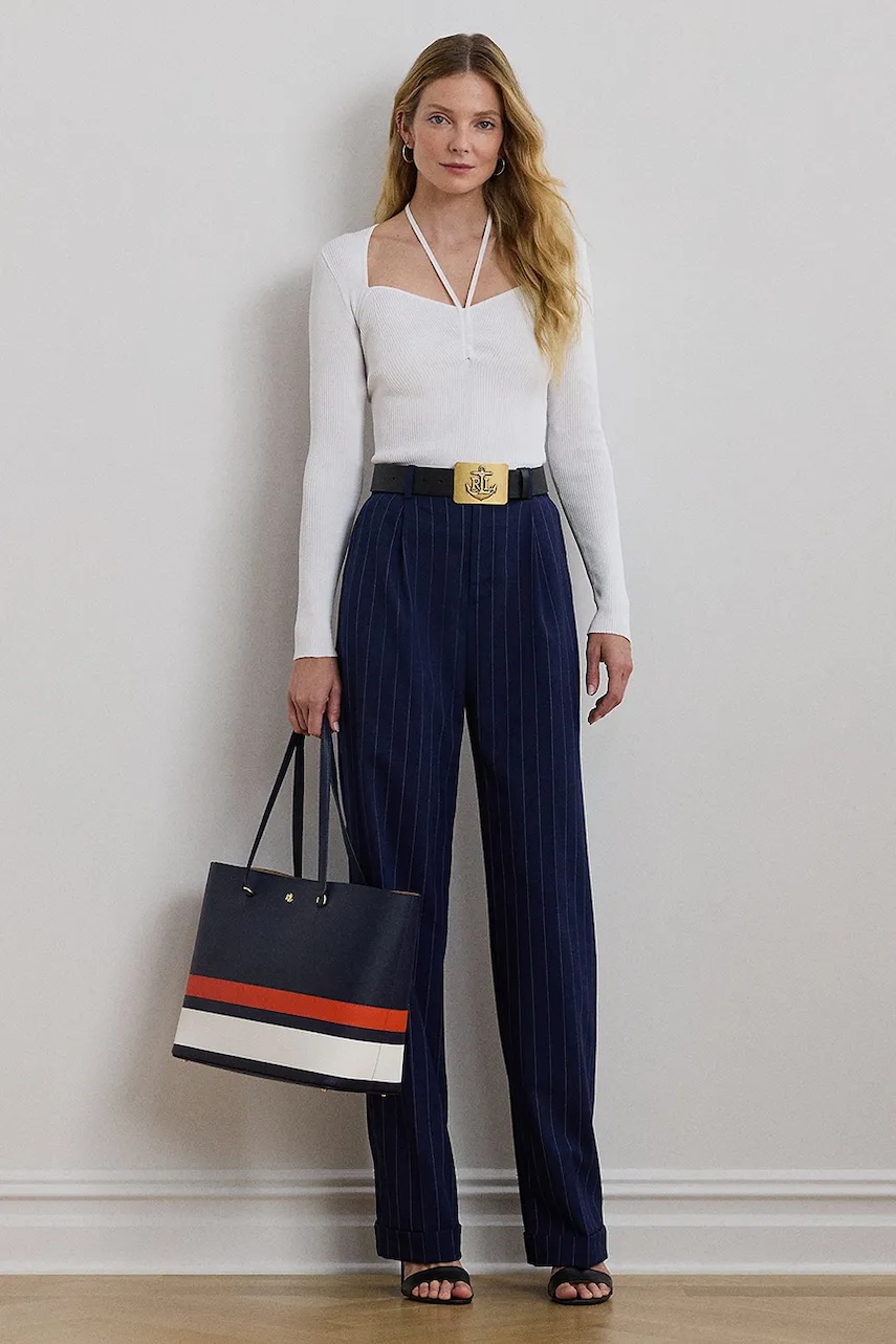 Μάλλινα παντελόνια Lauren Ralph Lauren χρώμα: ναυτικό μπλε, 200957330