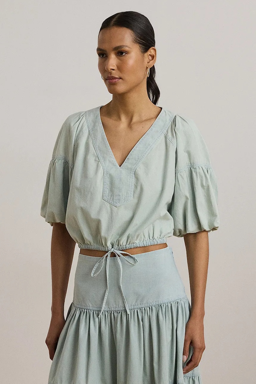Βαμβακερή μπλούζα Lauren Ralph Lauren γυναικεία, χρώμα: μπλε, 200971260