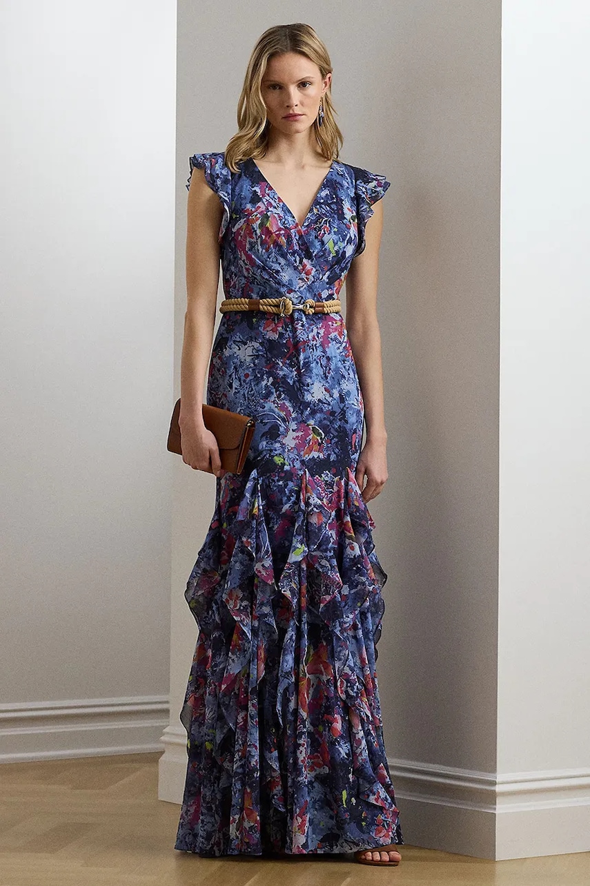 Φόρεμα Lauren Ralph Lauren χρώμα: ναυτικό μπλε, 253976966