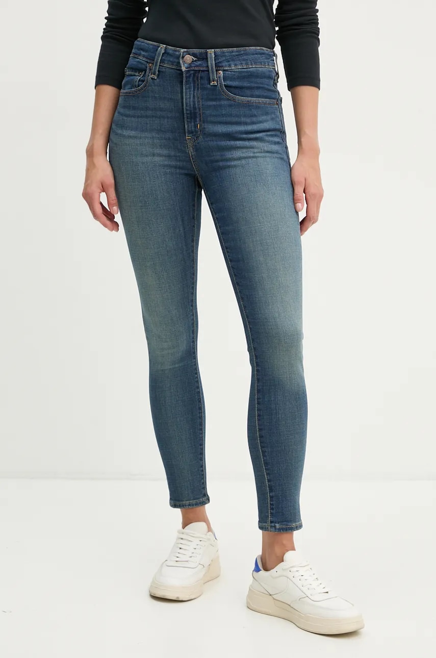 Τζιν παντελόνι Levi's 721 HIGH RISE SKINNY χρώμα: ναυτικό μπλε