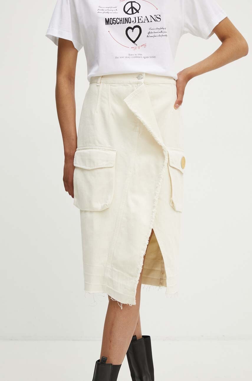 Τζιν φούστα Moschino Jeans χρώμα: μπεζ, 0119.8225