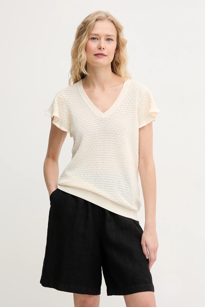 Βαμβακερό πουλόβερ Mos Mosh γυναικείο, χρώμα: μπεζ, 168800