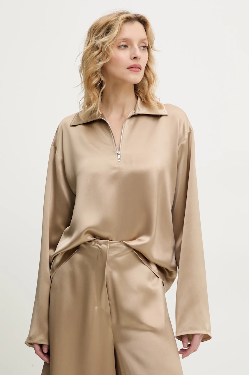 Μπλουζάκι Nanushka MENCIA χρώμα: μπεζ, NW25RSTP02272