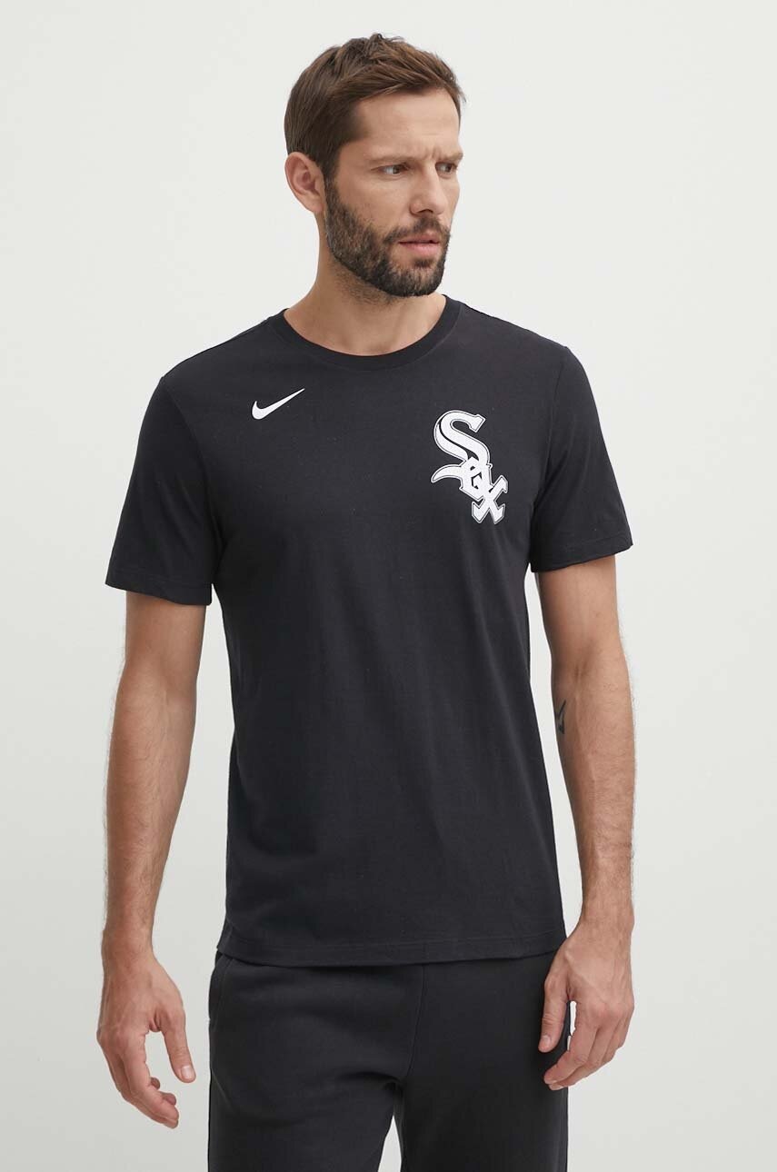 Βαμβακερό μπλουζάκι Nike Chicago White Sox ανδρικό, χρώμα: μαύρο