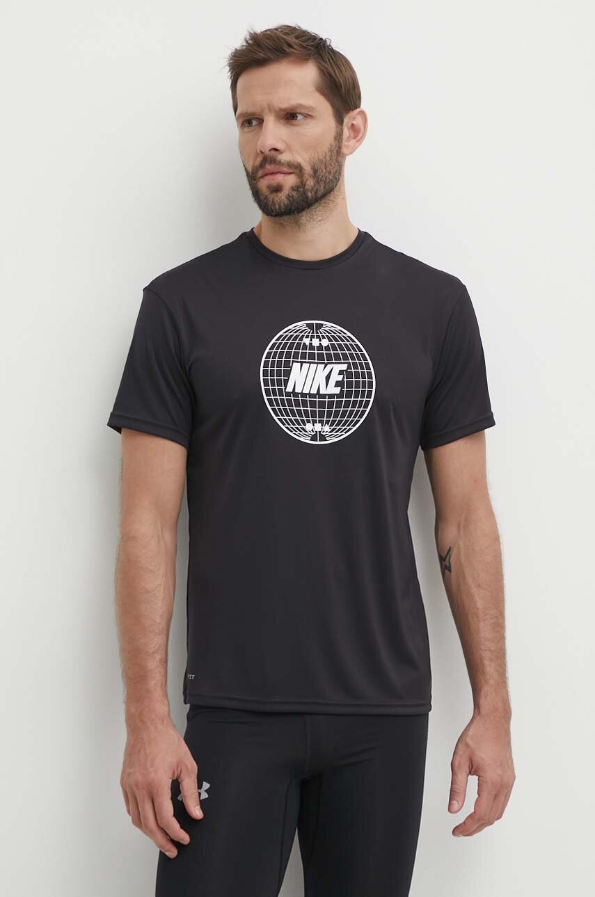 Μπλουζάκι προπόνησης Nike Lead Line χρώμα: μαύρο