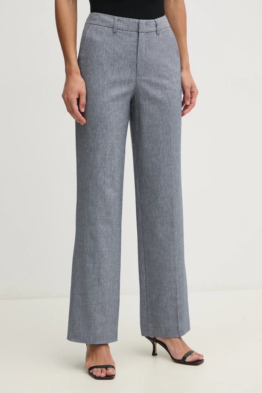 Παντελόνι με λινό μείγμα OUI χρώμα: μπλε, 91740