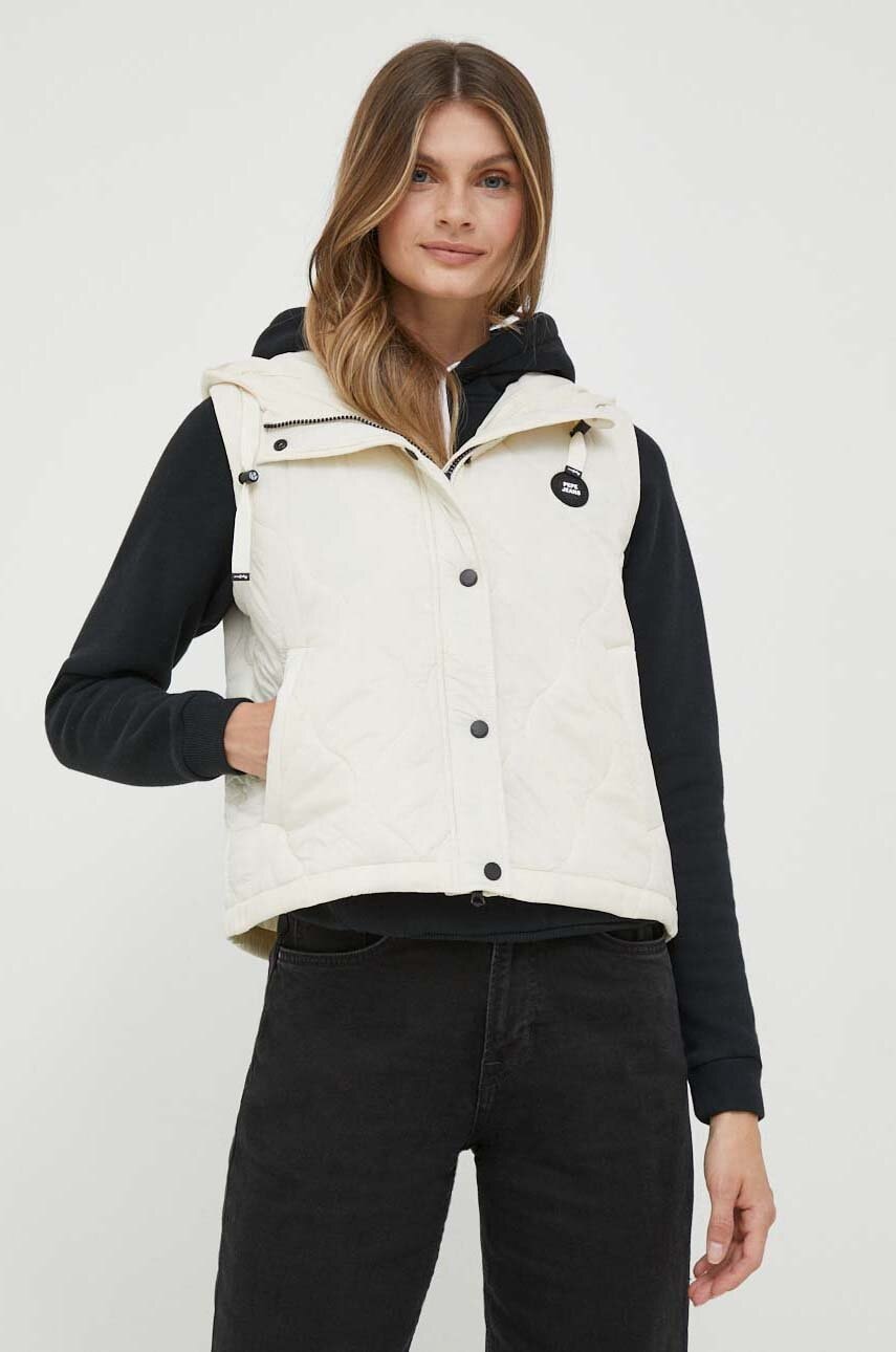 Αμάνικο μπουφάν Pepe Jeans Nina χρώμα: μπεζ