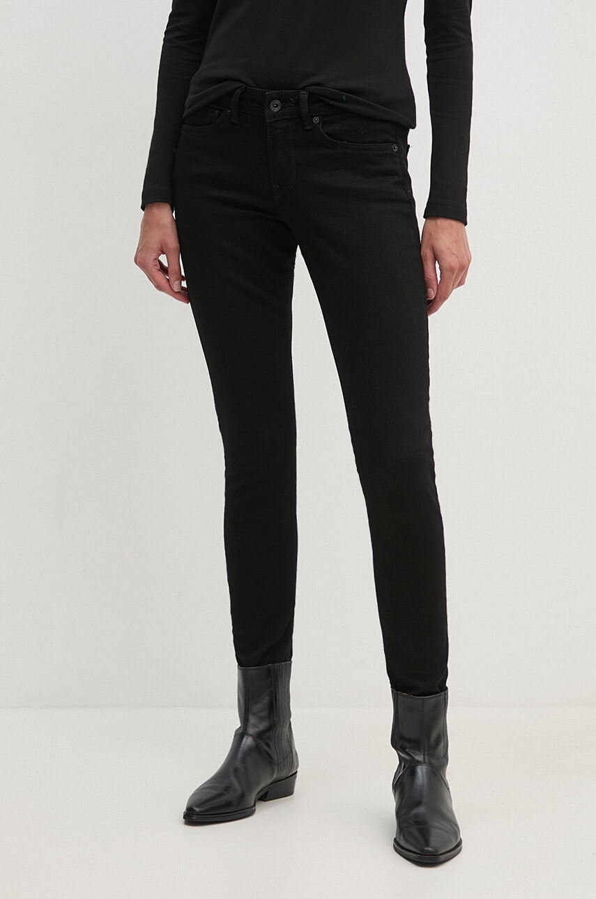 Τζιν παντελόνι Pepe Jeans SKINNY JEANS LW χρώμα: μαύρο, PL204583XG9