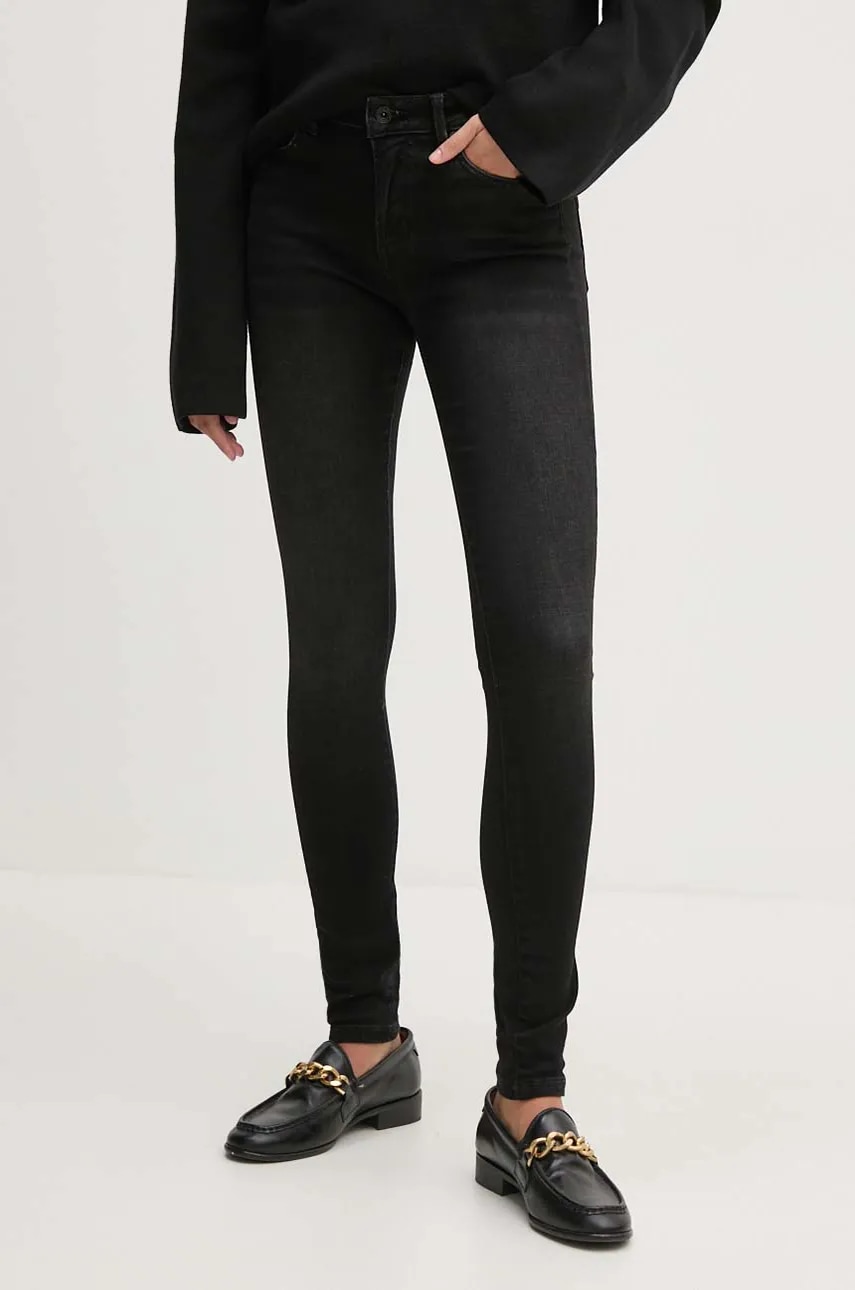Τζιν παντελόνι Pepe Jeans SKINNY JEANS MW χρώμα: μαύρο, PL204728XH0