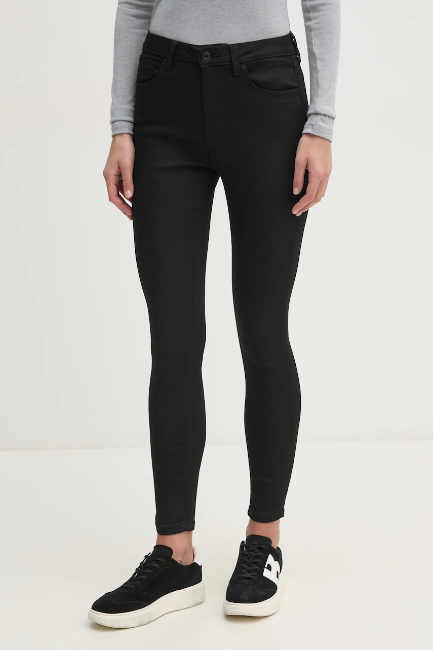 Τζιν παντελόνι Pepe Jeans SUPER SKINNY JEANS HW χρώμα: μαύρο, PL204738XM7