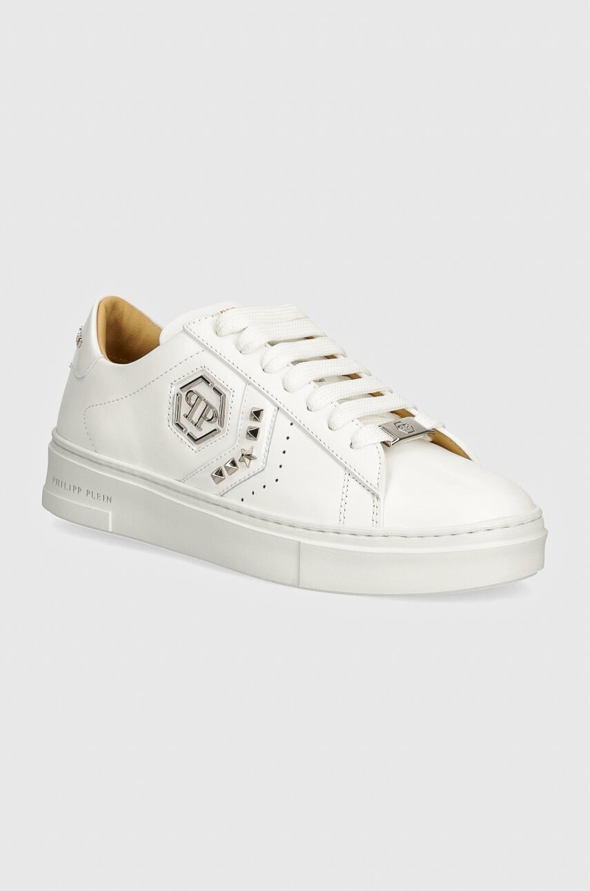 Δερμάτινα αθλητικά παπούτσια Philipp Plein Lo-Top Arrow Force χρώμα: άσπρο, WSC2751 PLE005N 0101