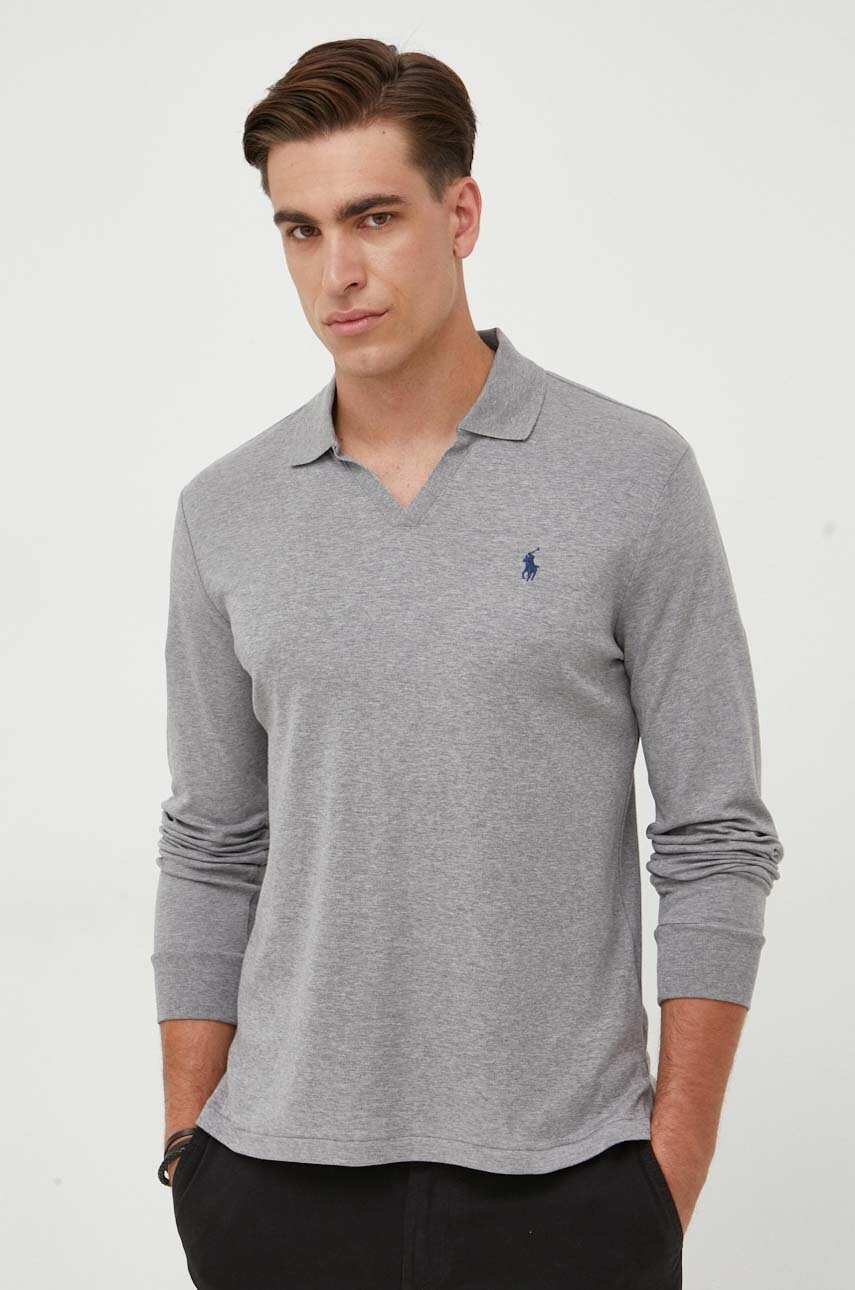 Βαμβακερή μπλούζα με μακριά μανίκια Polo Ralph Lauren χρώμα: γκρι