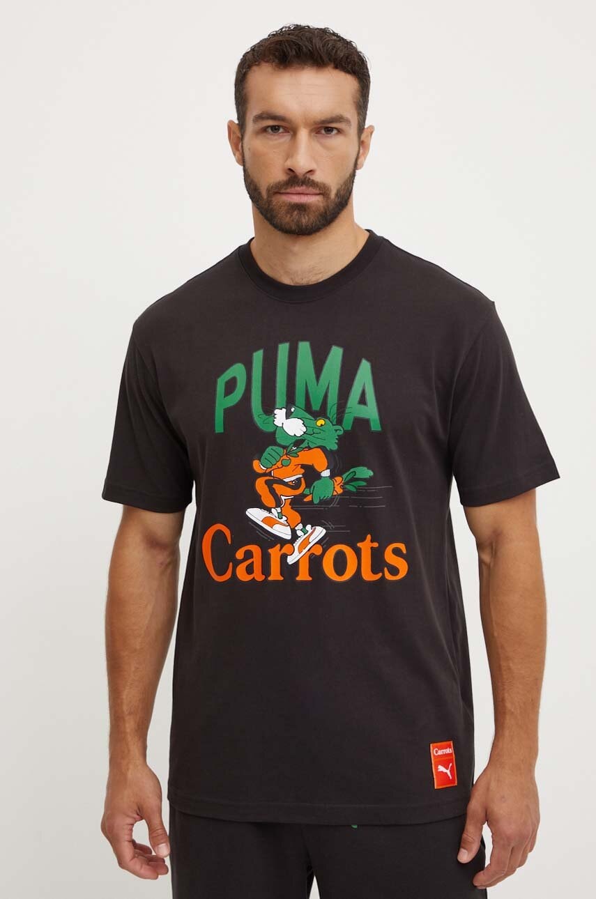 Βαμβακερό μπλουζάκι Puma PUMA X CARROTS Graphic Tee ανδρικό, χρώμα: μαύρο, 627443