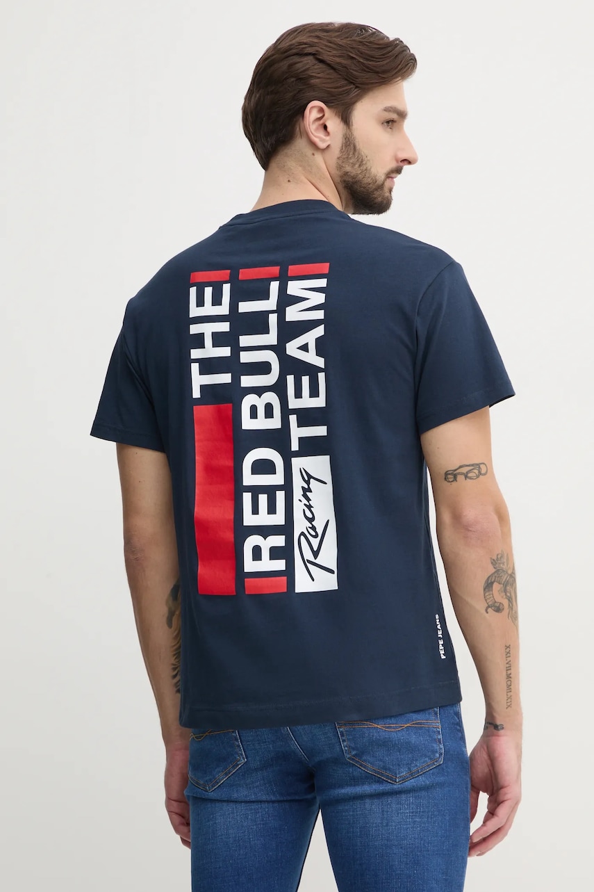 Βαμβακερό μπλουζάκι Red Bull Racing x Pepe Jeans REDBULL TEAM TEE ανδρικό, χρώμα: ναυτικό μπλε, RM500014