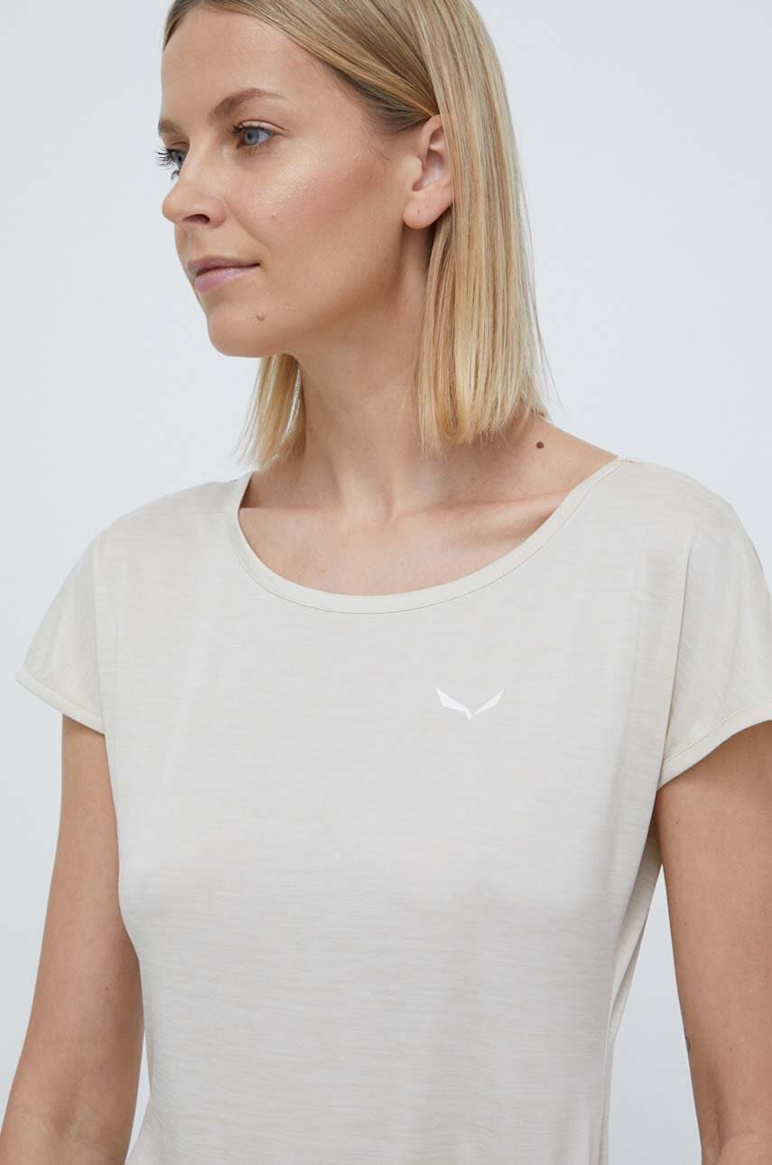 Αθλητικό μπλουζάκι Salewa Puez Melange χρώμα: μπεζ