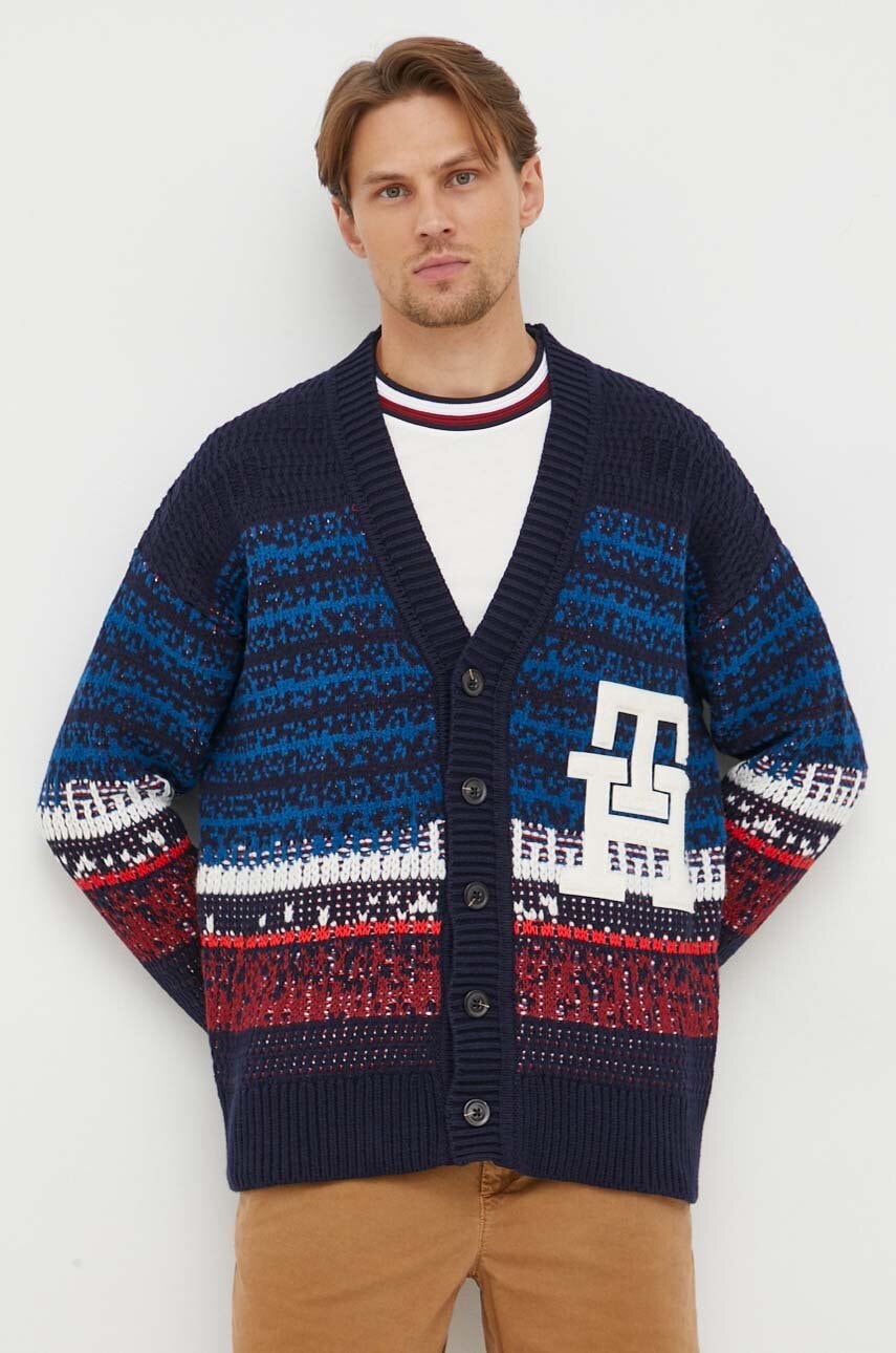 Ζακέτα από μίγμα μαλλιού Tommy Hilfiger χρώμα: ναυτικό μπλε