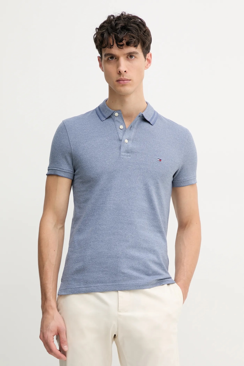 Βαμβακερό μπλουζάκι πόλο Tommy Hilfiger χρώμα: μπλε