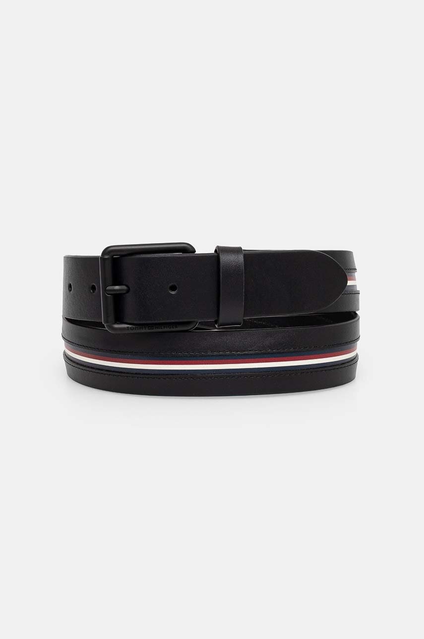 Δερμάτινη ζώνη Tommy Hilfiger χρώμα: μαύρο, AM0AM12813