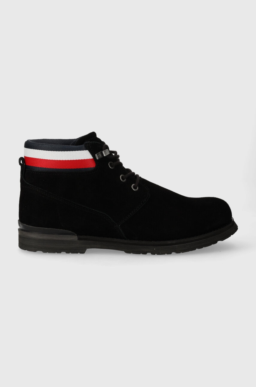 Σουέτ παπούτσια Tommy Hilfiger CORE HILFIGER SUEDE BOOT χρώμα: μαύρο, FM0FM04800 F3FM0FM04800