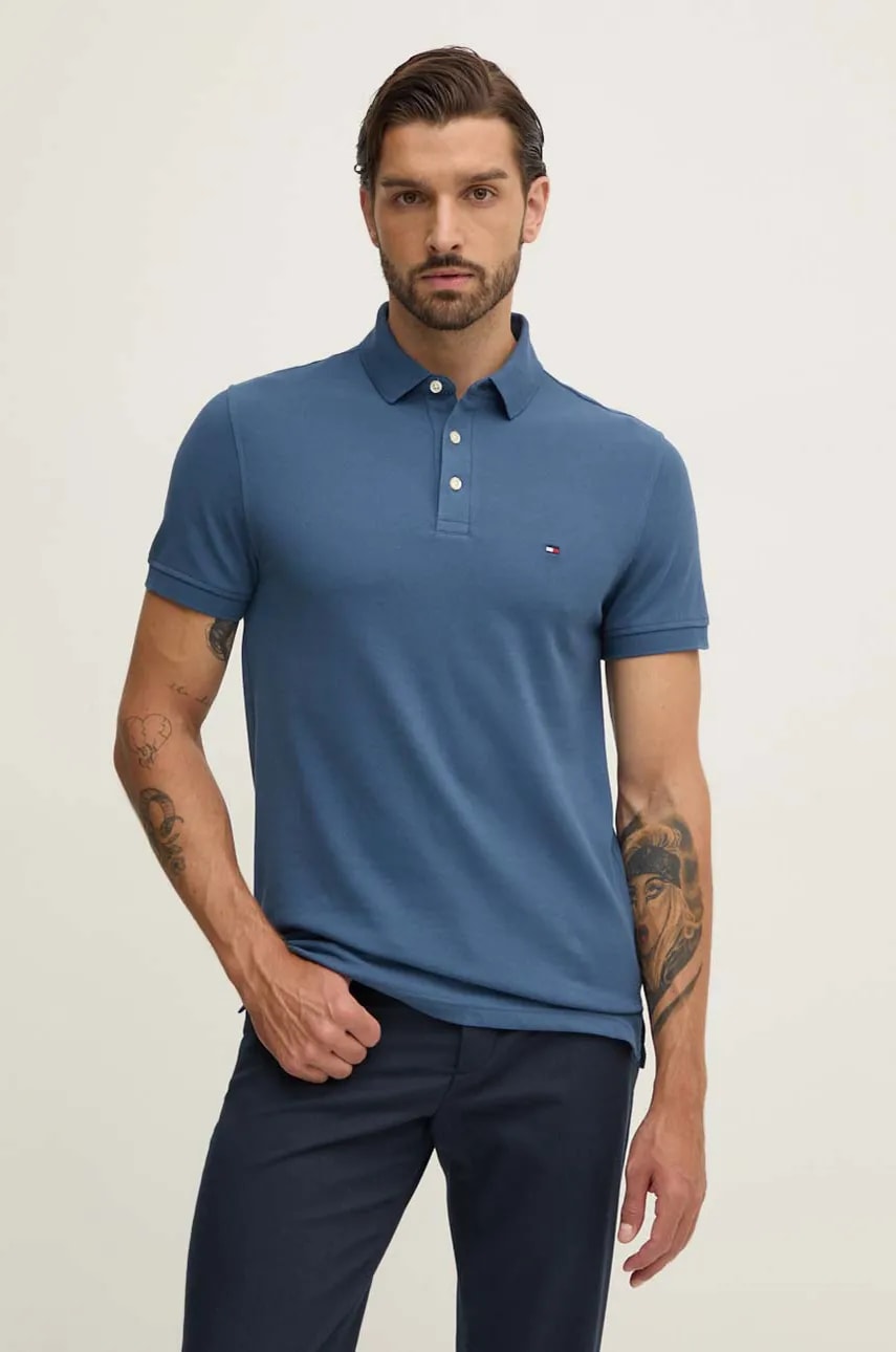 Πόλο Tommy Hilfiger χρώμα: ναυτικό μπλε, MW0MW17771