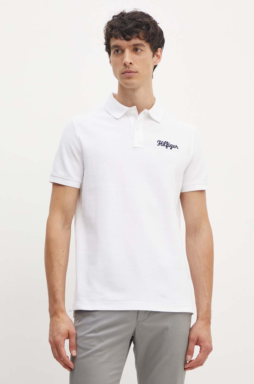 Βαμβακερό μπλουζάκι πόλο Tommy Hilfiger χρώμα: άσπρο, MW0MW35603