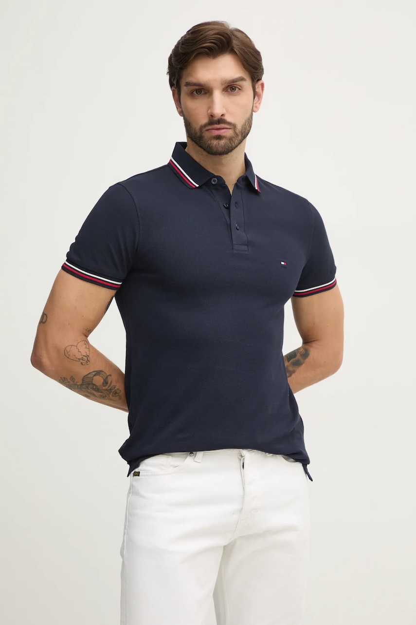 Πόλο Tommy Hilfiger χρώμα: ναυτικό μπλε, MW0MW37346