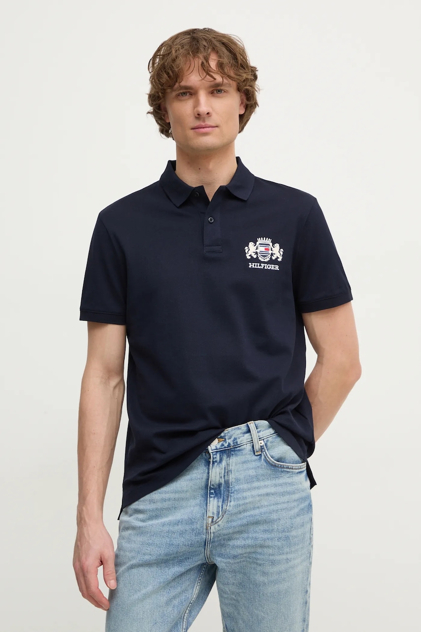 Βαμβακερό μπλουζάκι πόλο Tommy Hilfiger χρώμα: ναυτικό μπλε, MW0MW37516